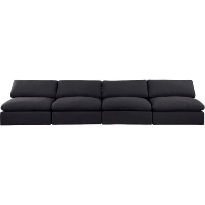 Comfy Black Linen Textured Fabric Modular Sofa
