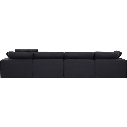 Comfy Black Linen Textured Fabric Modular Sofa