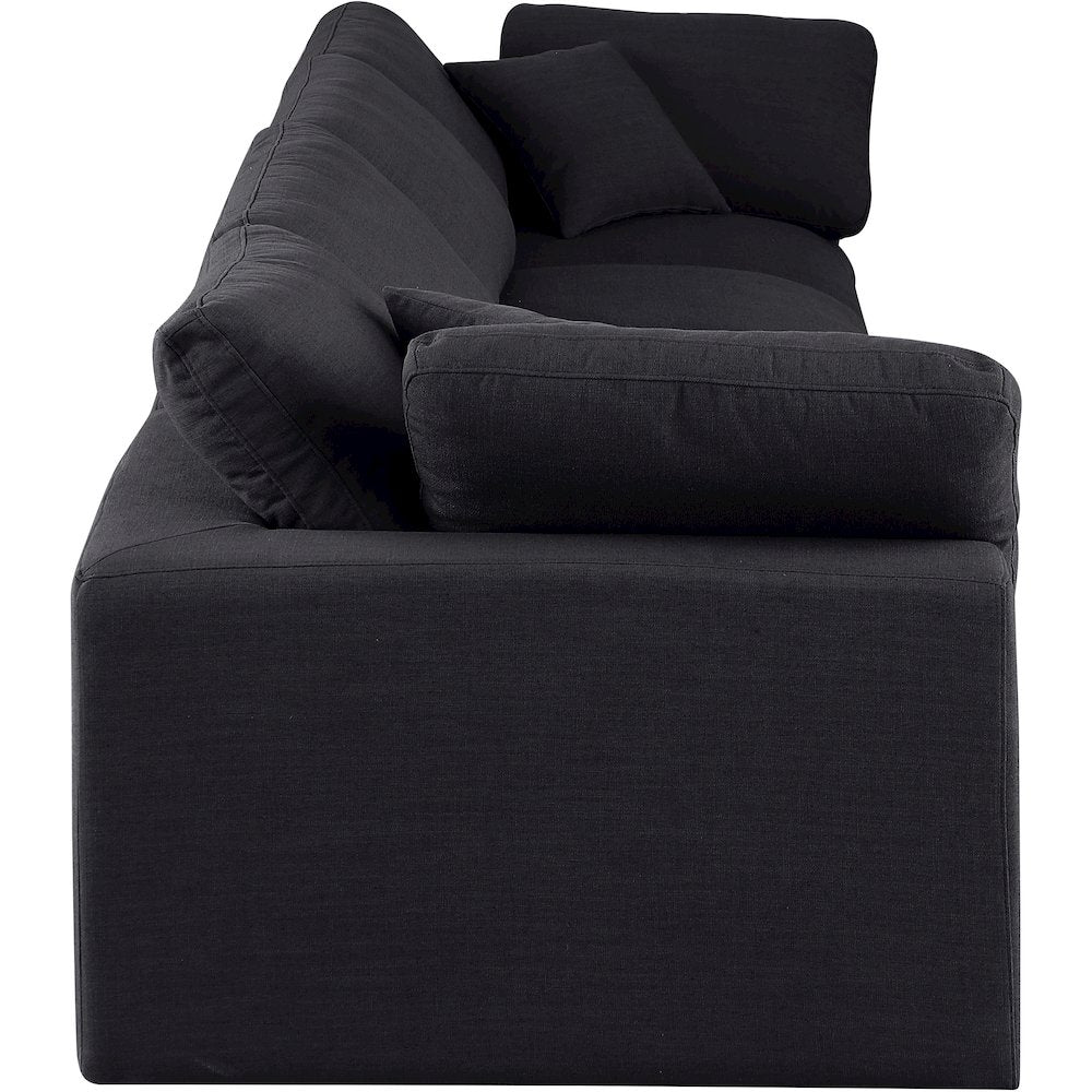 Comfy Black Linen Textured Fabric Modular Sofa