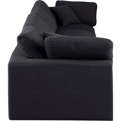 Comfy Black Linen Textured Fabric Modular Sofa