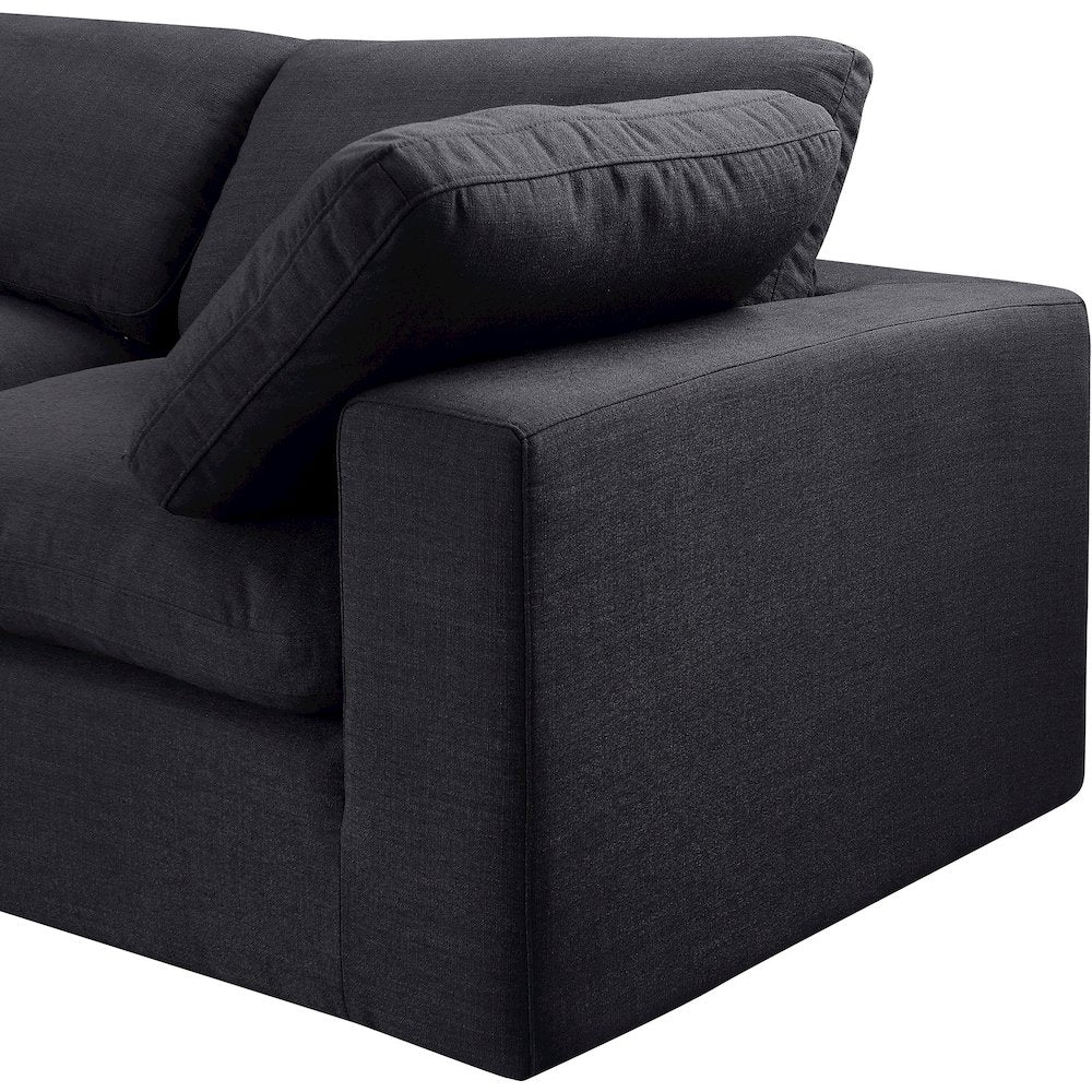Comfy Black Linen Textured Fabric Modular Sofa