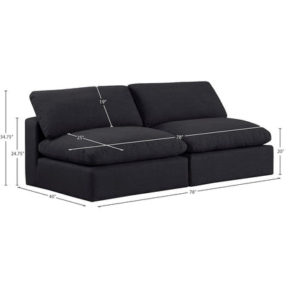 Comfy Black Linen Textured Fabric Modular Sofa