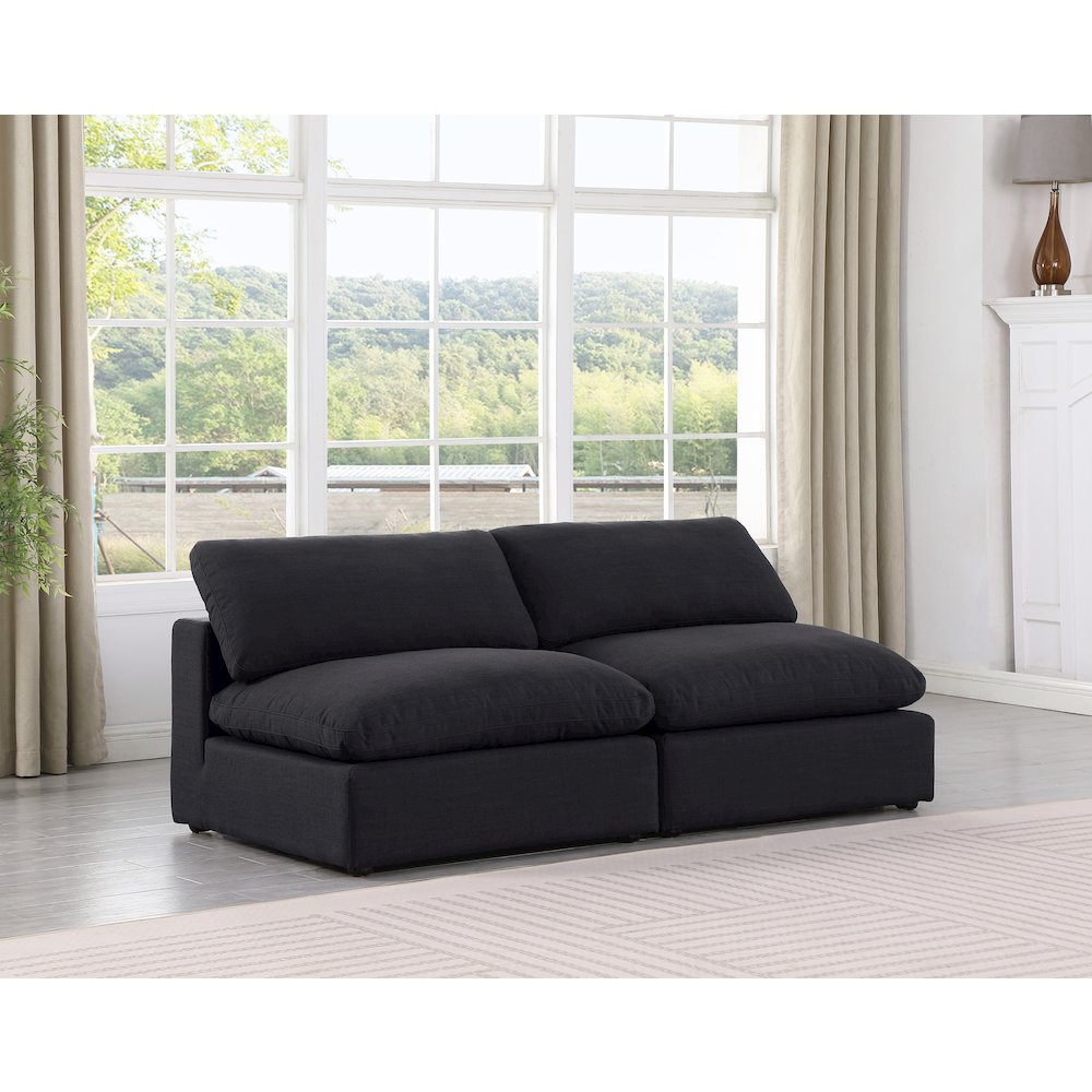 Comfy Black Linen Textured Fabric Modular Sofa