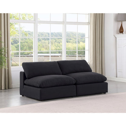 Comfy Black Linen Textured Fabric Modular Sofa