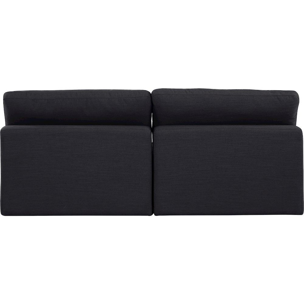 Comfy Black Linen Textured Fabric Modular Sofa