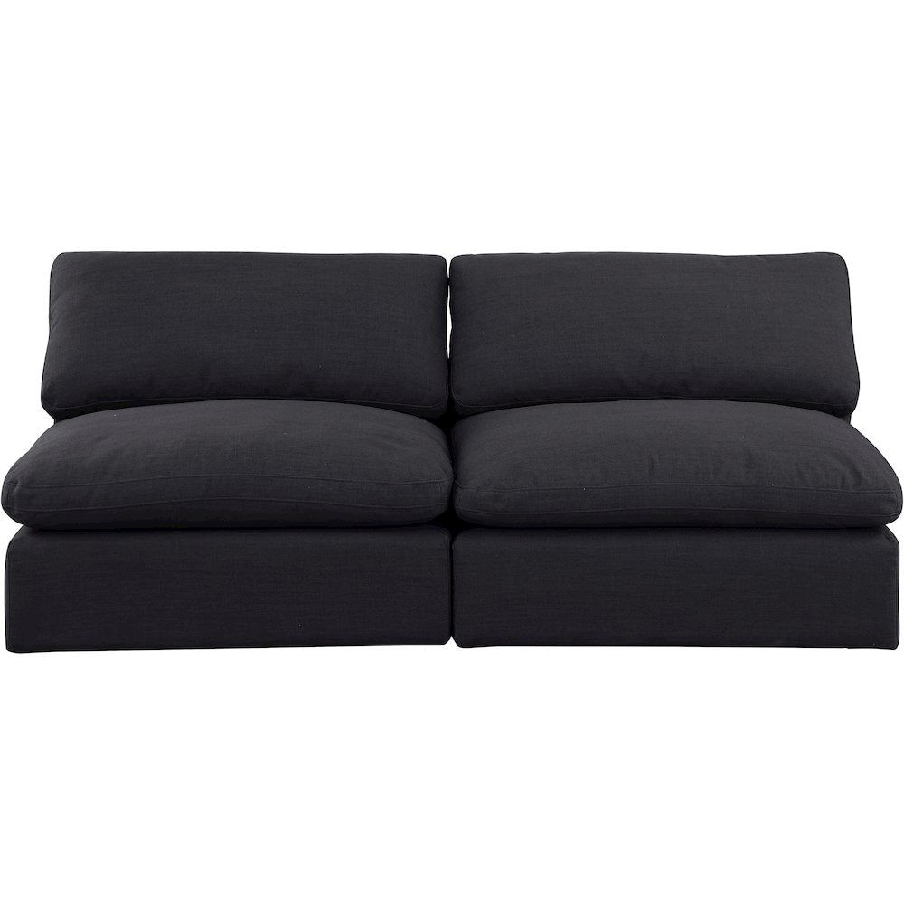Comfy Black Linen Textured Fabric Modular Sofa