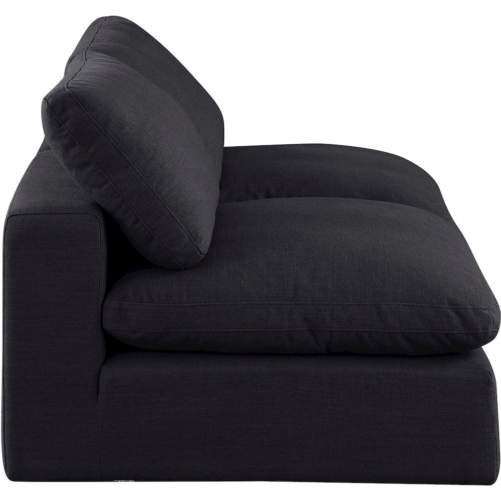 Comfy Black Linen Textured Fabric Modular Sofa