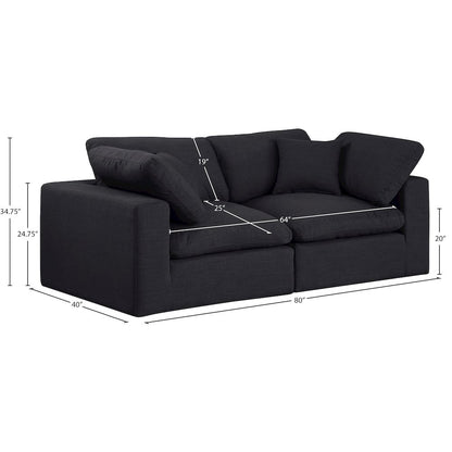 Comfy Black Linen Textured Fabric Modular Sofa