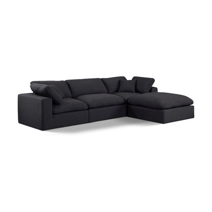 Comfy Black Linen Textured Fabric Modular Sectional