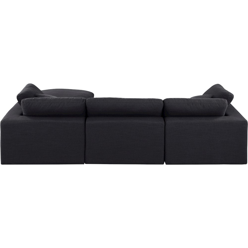 Comfy Black Linen Textured Fabric Modular Sectional