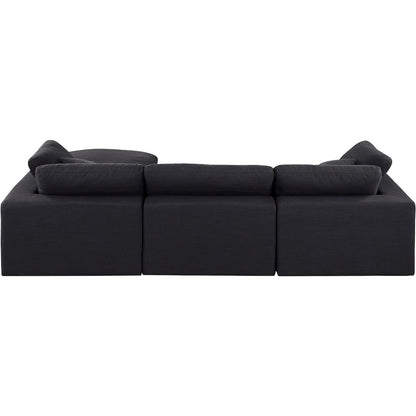 Comfy Black Linen Textured Fabric Modular Sectional