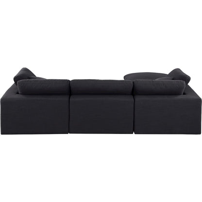 Comfy Black Linen Textured Fabric Modular Sectional