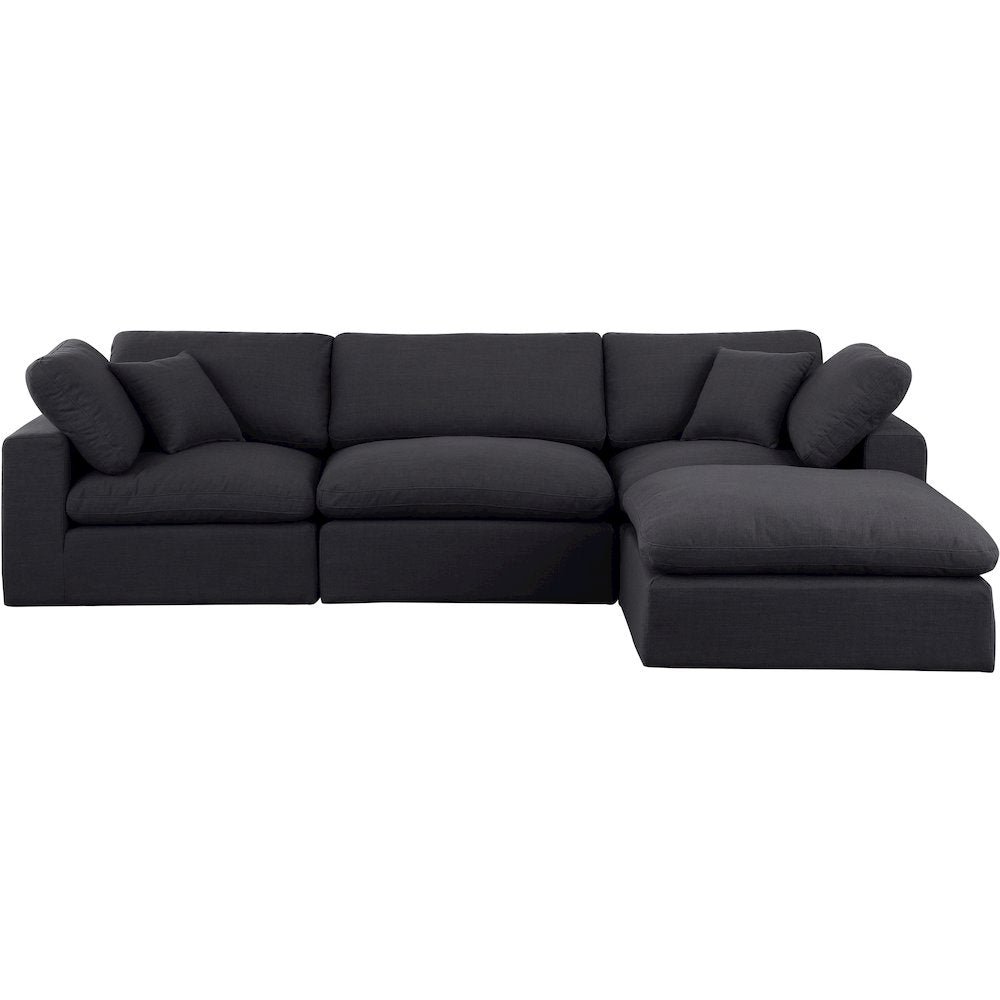 Comfy Black Linen Textured Fabric Modular Sectional