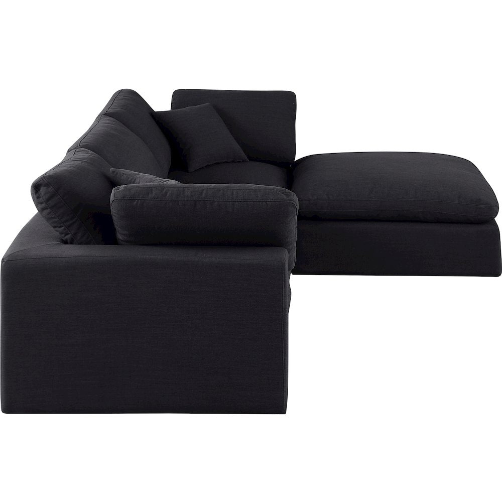 Comfy Black Linen Textured Fabric Modular Sectional