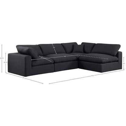 Comfy Black Linen Textured Fabric Modular Sectional