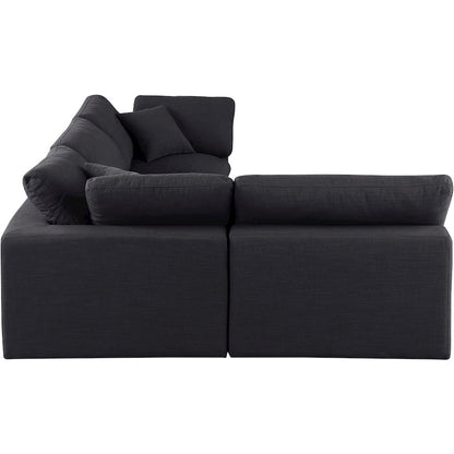 Comfy Black Linen Textured Fabric Modular Sectional