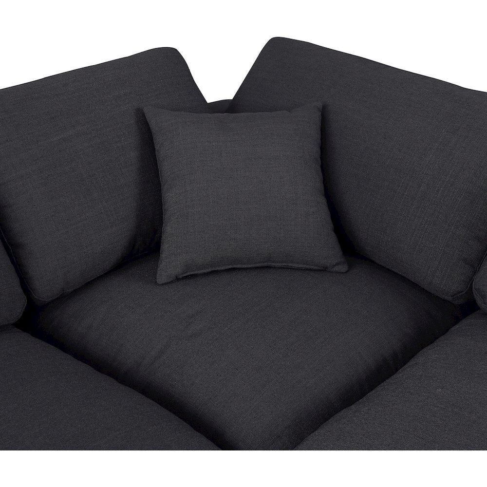 Comfy Black Linen Textured Fabric Modular Sectional