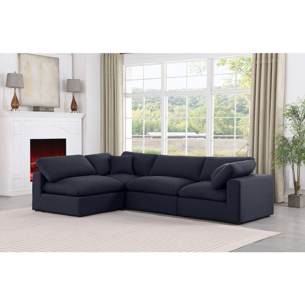 Comfy Black Linen Textured Fabric Modular Sectional