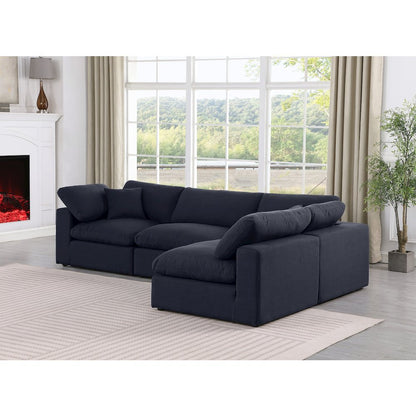 Comfy Black Linen Textured Fabric Modular Sectional
