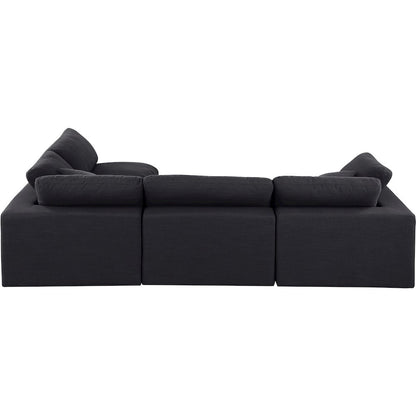 Comfy Black Linen Textured Fabric Modular Sectional