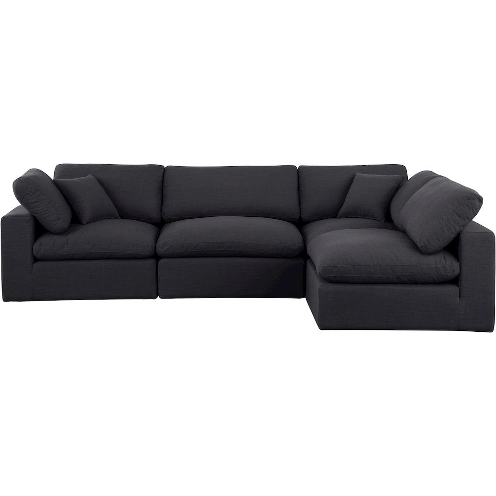 Comfy Black Linen Textured Fabric Modular Sectional