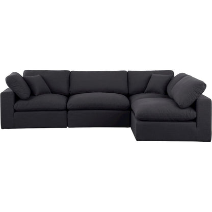 Comfy Black Linen Textured Fabric Modular Sectional