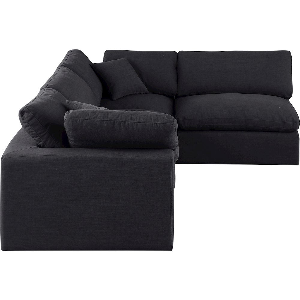 Comfy Black Linen Textured Fabric Modular Sectional
