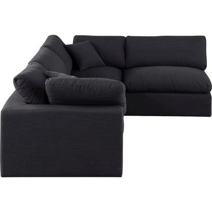 Comfy Black Linen Textured Fabric Modular Sectional