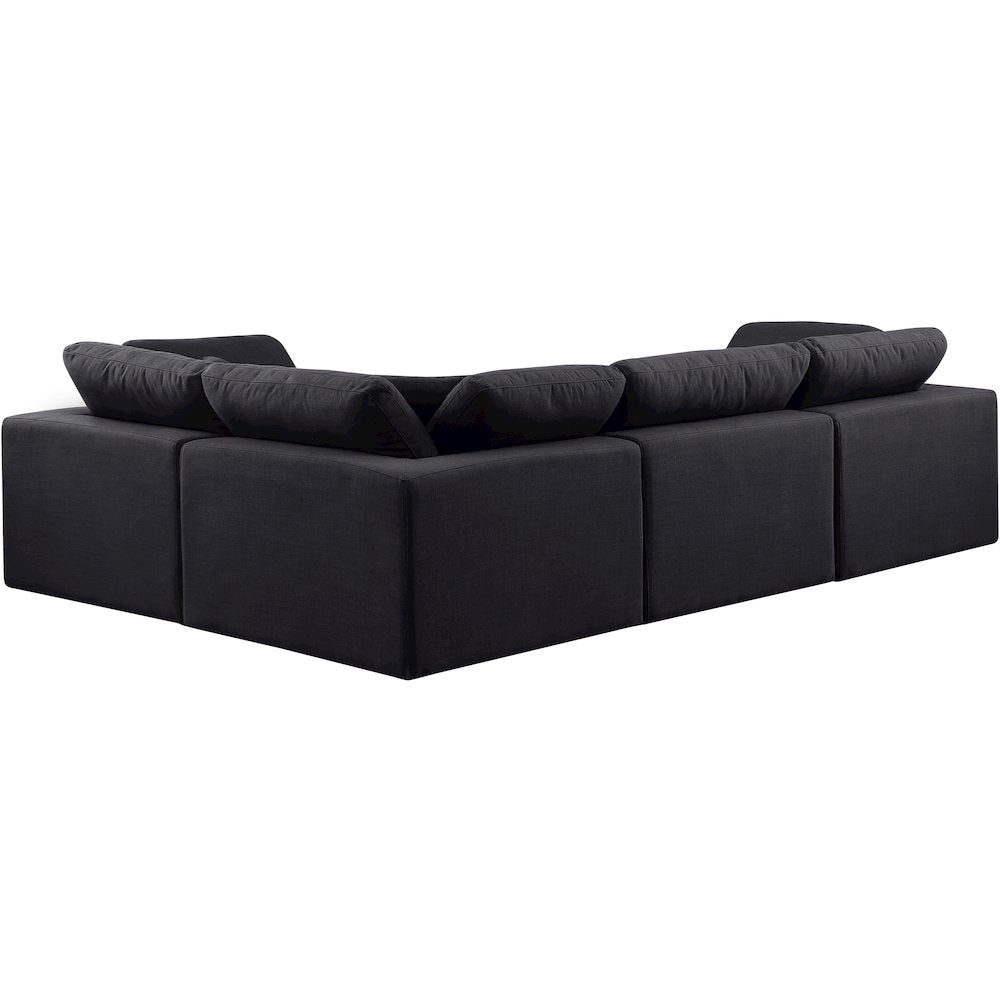 Comfy Black Linen Textured Fabric Modular Sectional
