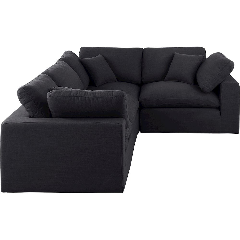 Comfy Black Linen Textured Fabric Modular Sectional