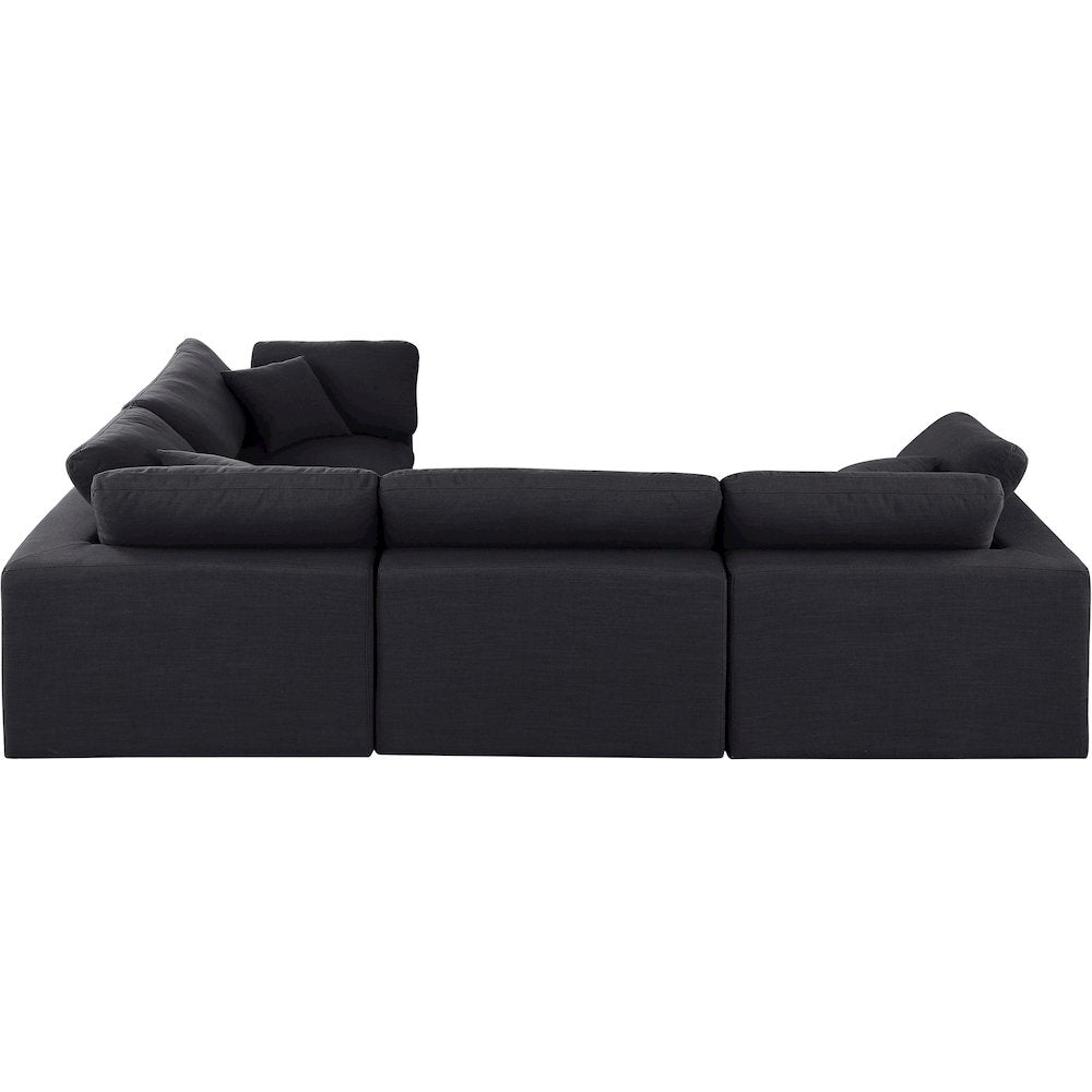 Comfy Black Linen Textured Fabric Modular Sectional