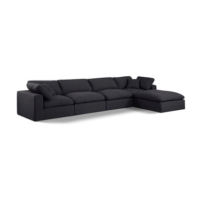 Comfy Black Linen Textured Fabric Modular Sectional