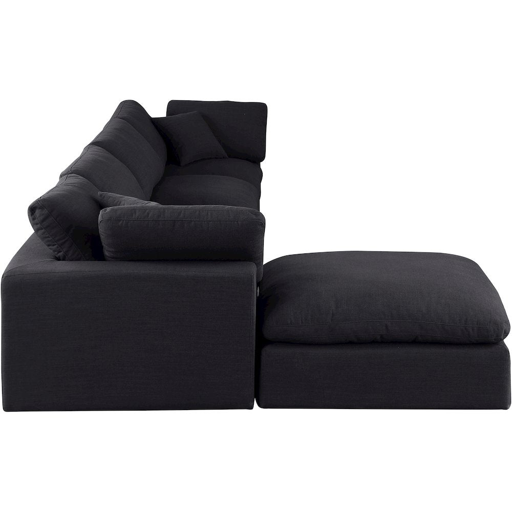 Comfy Black Linen Textured Fabric Modular Sectional