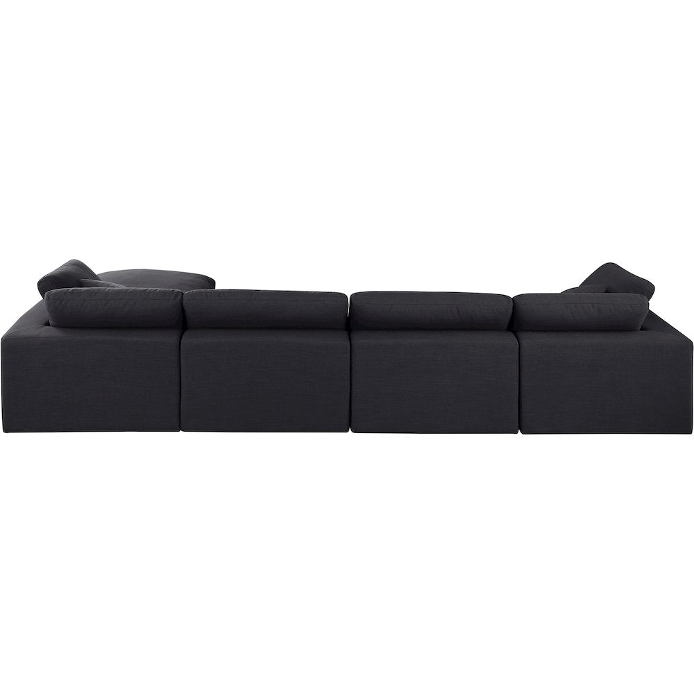 Comfy Black Linen Textured Fabric Modular Sectional