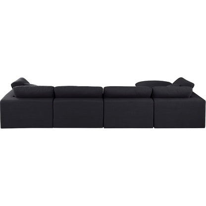 Comfy Black Linen Textured Fabric Modular Sectional