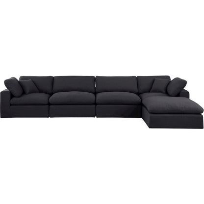 Comfy Black Linen Textured Fabric Modular Sectional