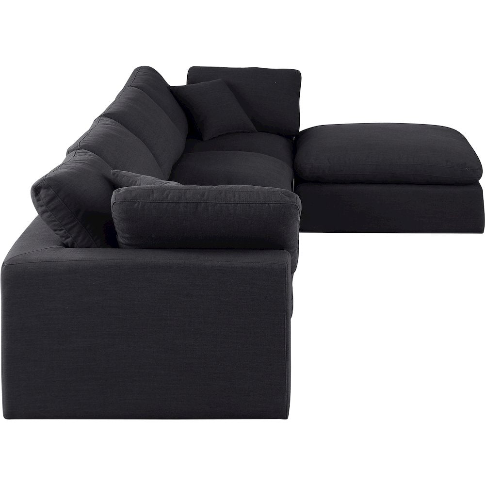 Comfy Black Linen Textured Fabric Modular Sectional