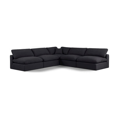 Comfy Black Linen Textured Fabric Modular Sectional