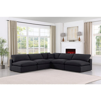 Comfy Black Linen Textured Fabric Modular Sectional