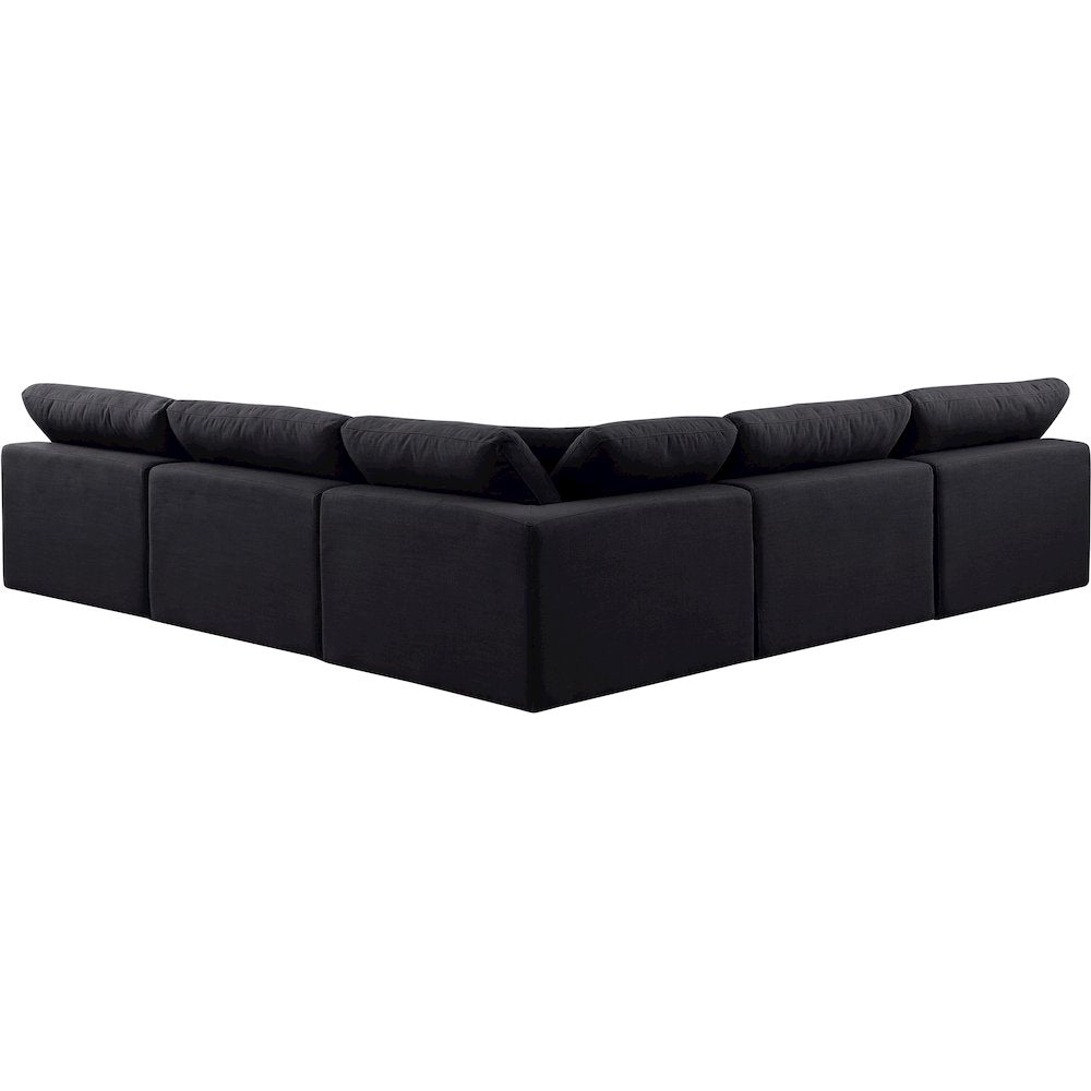 Comfy Black Linen Textured Fabric Modular Sectional