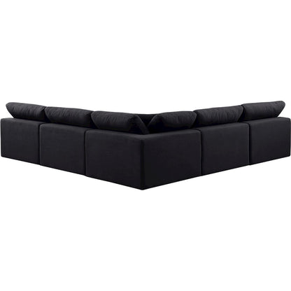 Comfy Black Linen Textured Fabric Modular Sectional