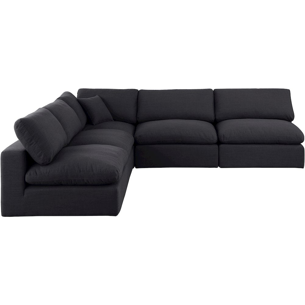 Comfy Black Linen Textured Fabric Modular Sectional