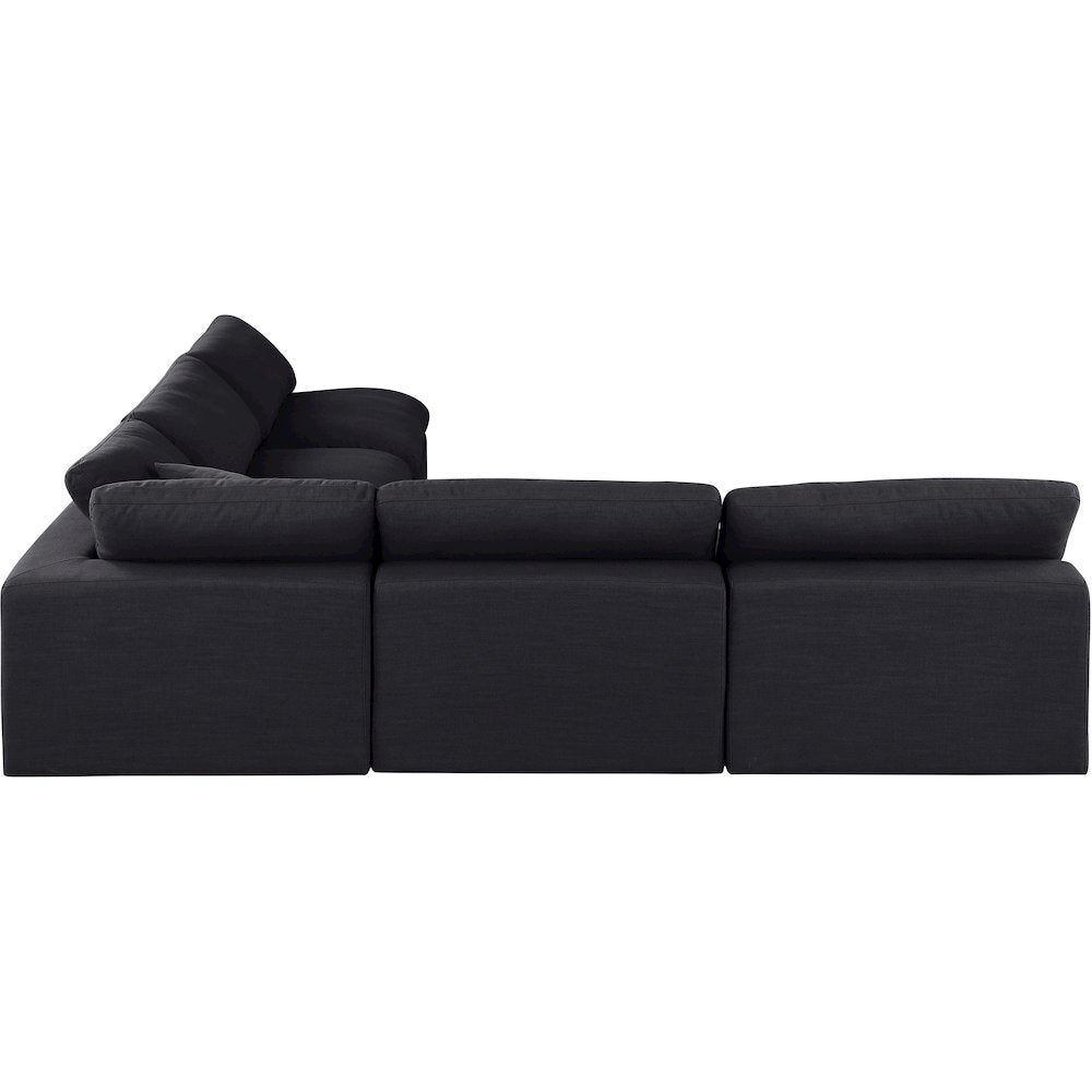 Comfy Black Linen Textured Fabric Modular Sectional