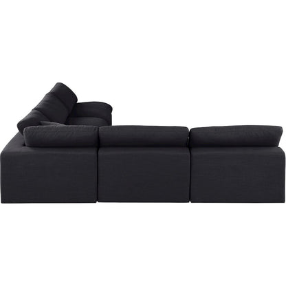 Comfy Black Linen Textured Fabric Modular Sectional