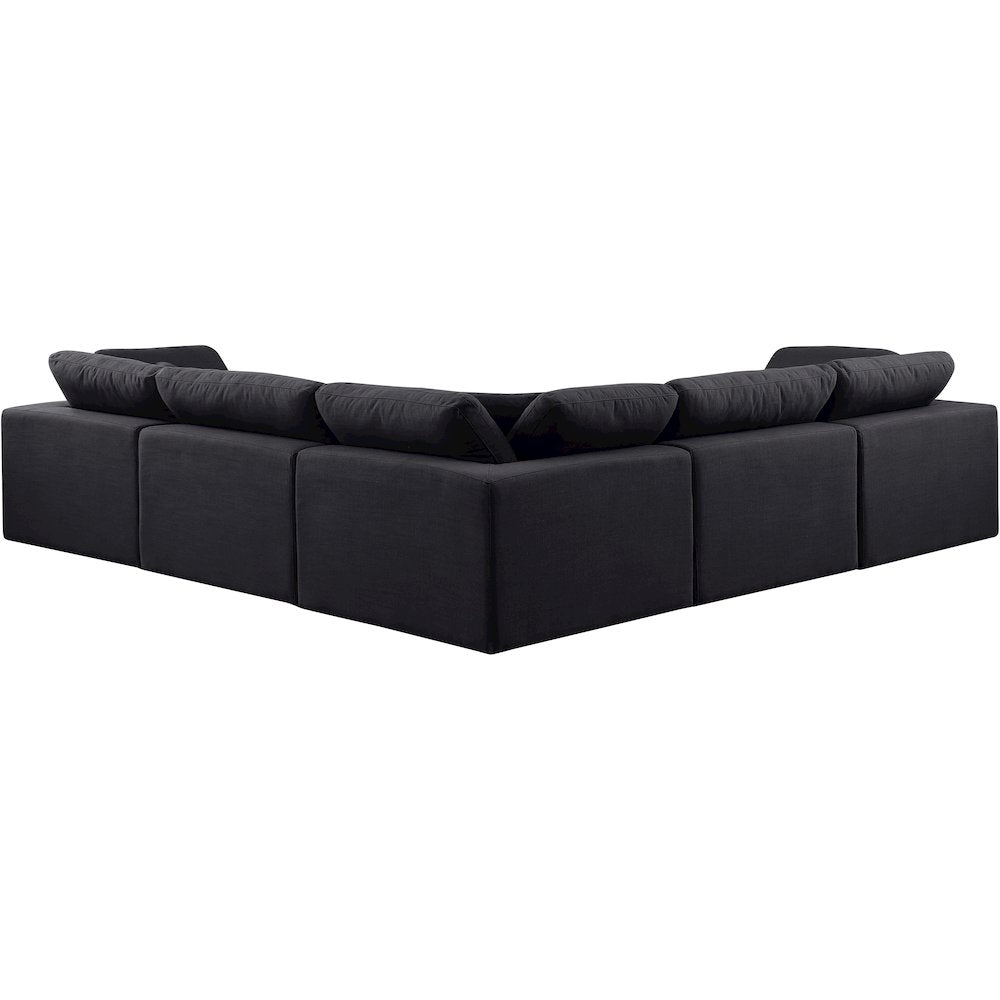 Comfy Black Linen Textured Fabric Modular Sectional