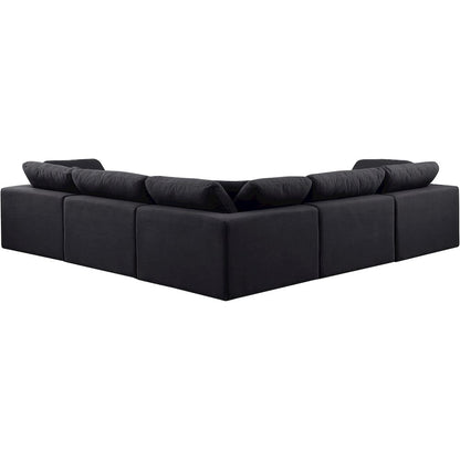 Comfy Black Linen Textured Fabric Modular Sectional
