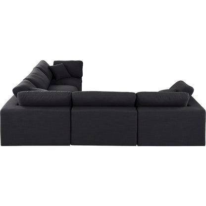 Comfy Black Linen Textured Fabric Modular Sectional