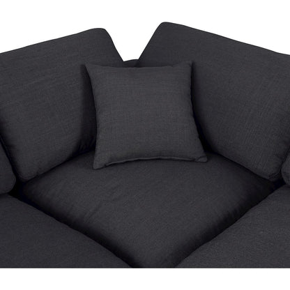 Comfy Black Linen Textured Fabric Modular Sectional