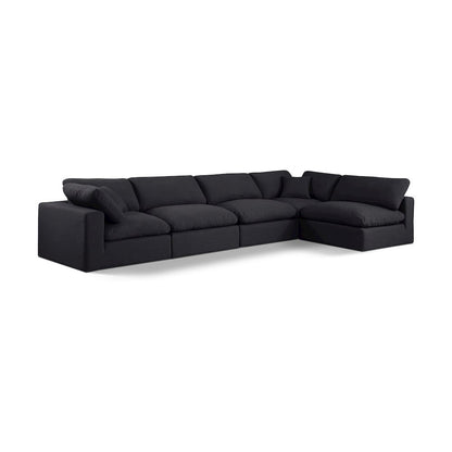 Comfy Black Linen Textured Fabric Modular Sectional
