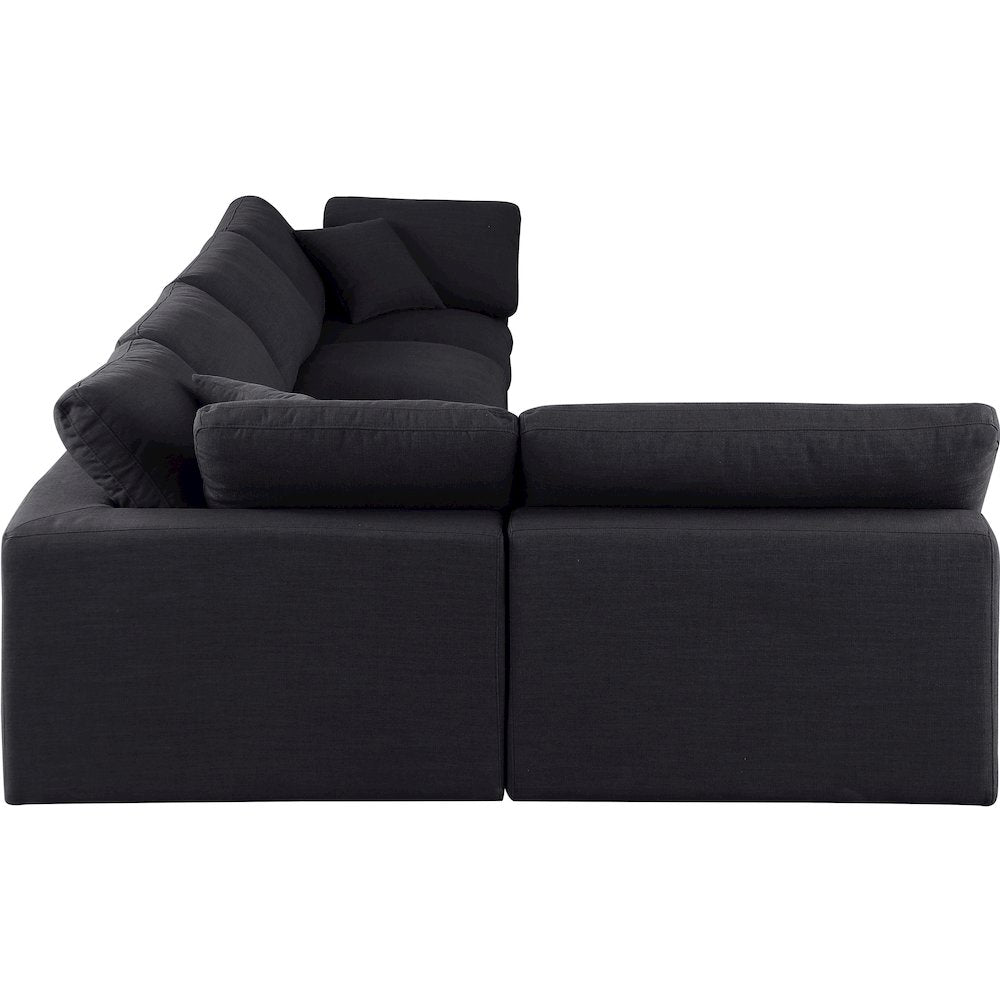 Comfy Black Linen Textured Fabric Modular Sectional